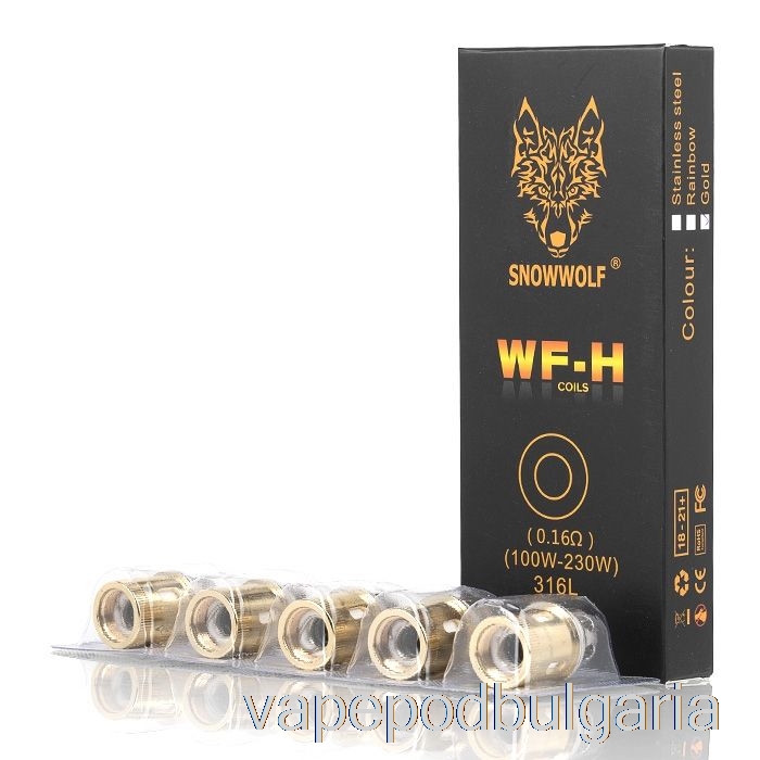 Vape 10000 Дръпки Snowwolf Wolf Wf резервни бобини 0.16ohm Wf-h бобина (злато)